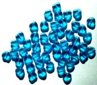 50 8mm Transparent Aqua Glass Heart Beads